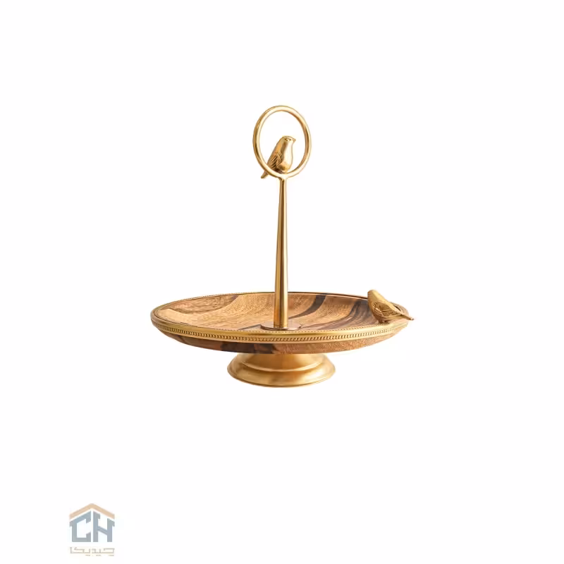 شیرینی خوری چوب و برنج گلدکیش طرح WOOD مدل GK829524