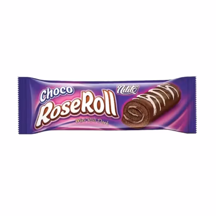 کیک رولتی دارک با کرم کاکائویی با روکش شکلاتی شوکو رز رول نیلیتو 60 گرمی