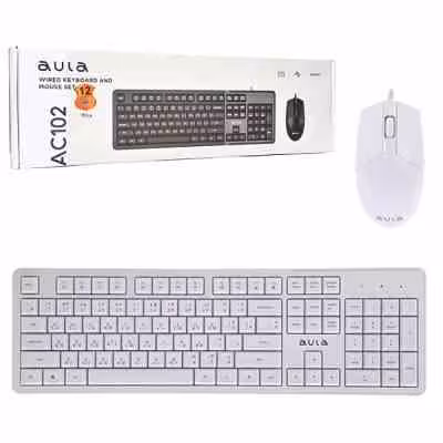کیبورد و موس سیم دار AULA – AC102 – WHITE