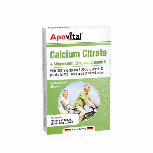 قرص کلسیم سیترات زینک،ویتامین دی آپوویتال Apovital Calcium Citrate MG.D.Zinc