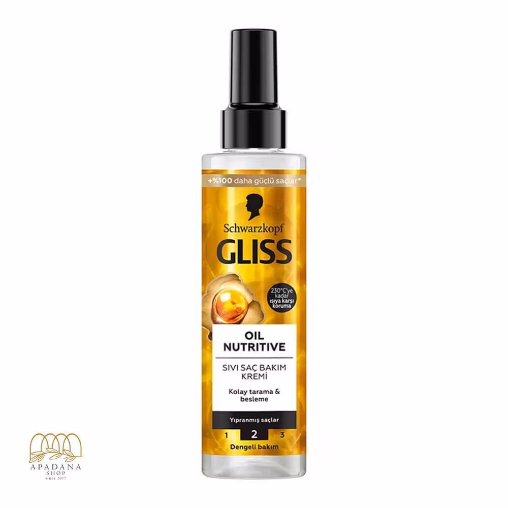 اسپری دو فاز گلیس سرم طلایی oil nutritive برای موهای آسیب دیده و خشک