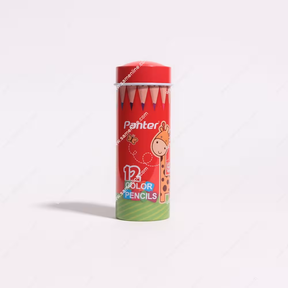مدادرنگی 12 رنگ کوتاه پنتر جعبه استوانه ای