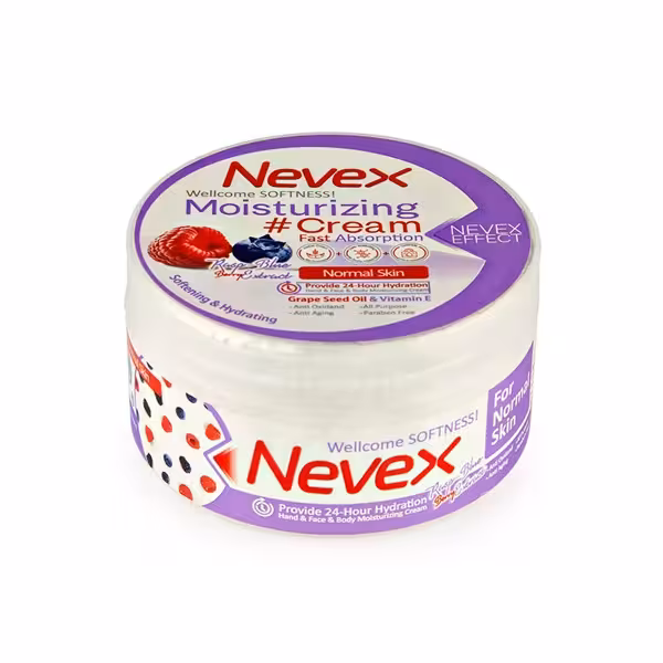 کرم رطوبت رسان نوکس حاوی عصاره میوه های قرمز و روغن هسته انگور 200 میلی لیتر | Nevex hand & body moisturizing cream 200ml