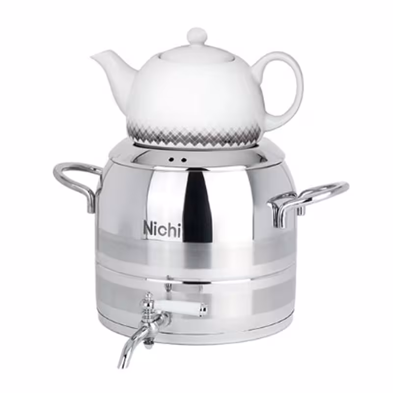 کتری و قوری استیل 5 لیتر دو خط برند نیچی