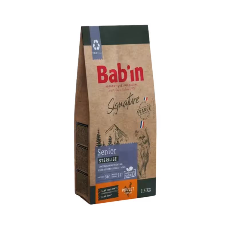 غذای خشک گربه مسن Senior Sterilise مرغ برند Babin بابین 1.5 کیلویی