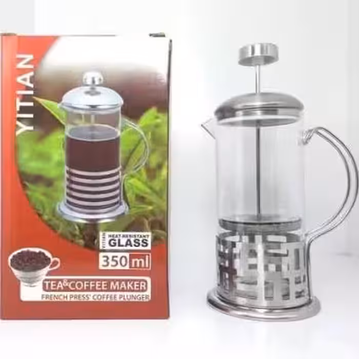 فرنچ پرس(ماگ دمنوش)جنس شیشه ای بدنه استیل