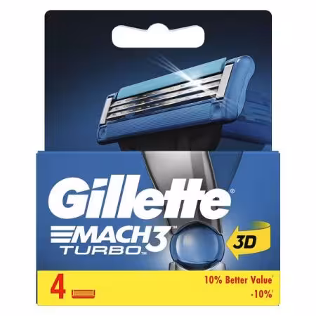 تیغ یدک مچ تری ژیلت مدل Mach3 TURBO 3D بسته 4 عددی