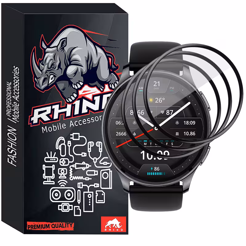 محافظ صفحه نمایش راینو مدل PMMA مناسب برای ساعت هوشمند امیزفیت POP 3R بسته 3 عددی