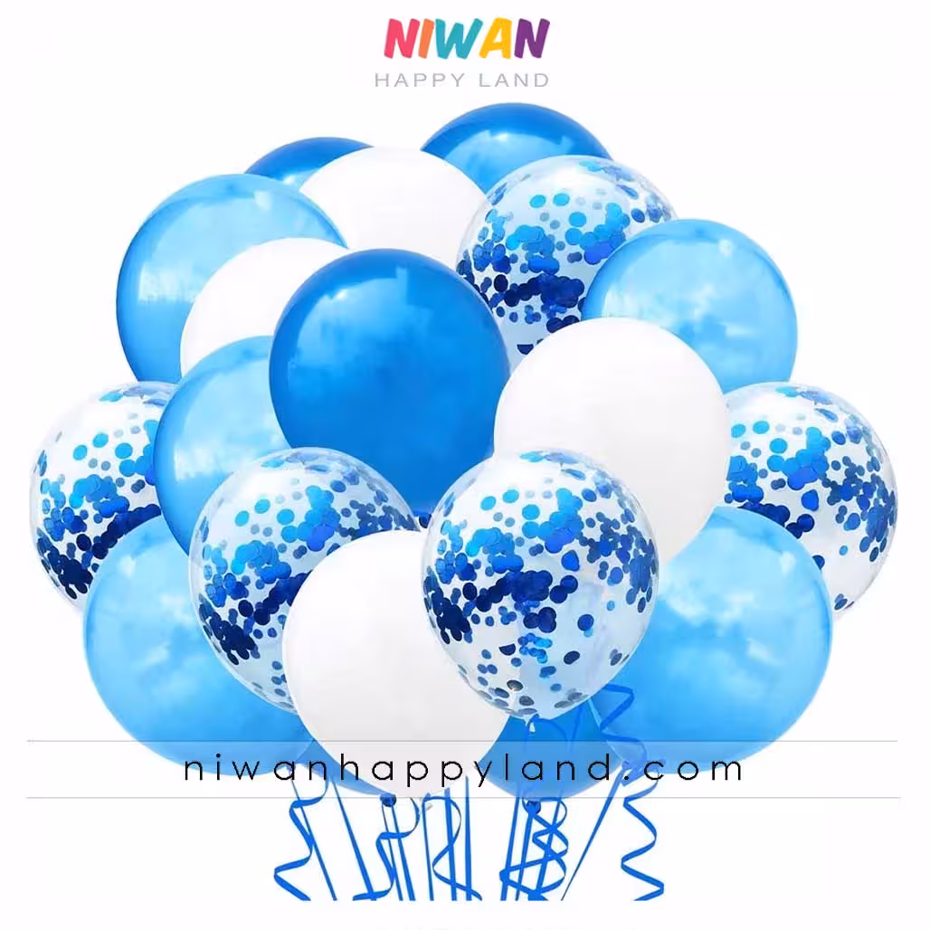 پک بادکنک سفید آبی 20عددی