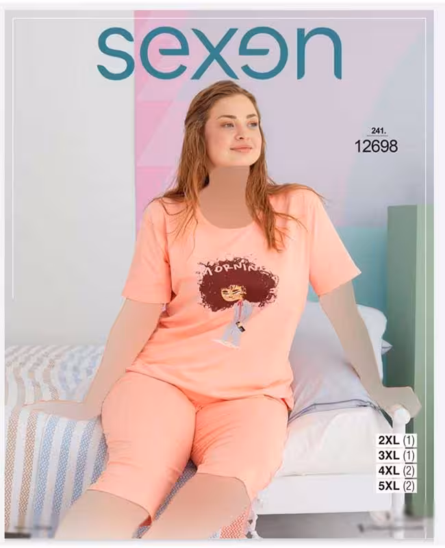 تیشرت شلوارک سایز بزرگ زنانه کد 12698