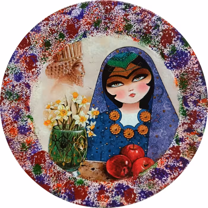 بشقاب دیوارکوب سفالی مدل خاتون کد 2