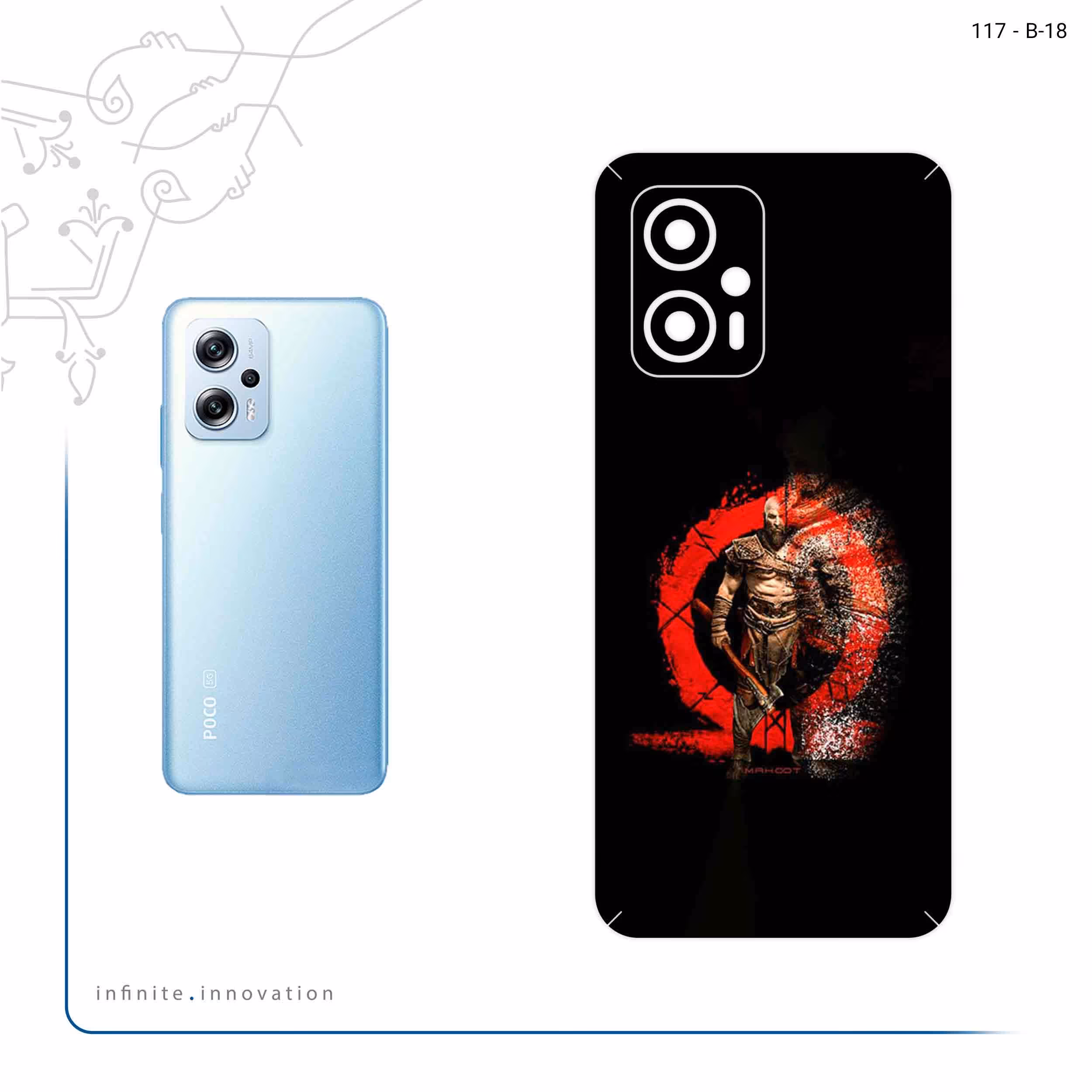 برچسب پوششی ماهوت مدل GOD_OF_WAR مناسب برای گوشی موبایل شیائومی Poco X4 GT