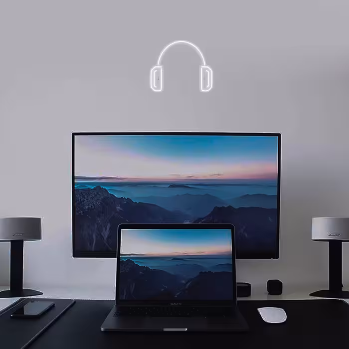 چراغ دیواری نئون دیزاین طرح Headphone_WHT