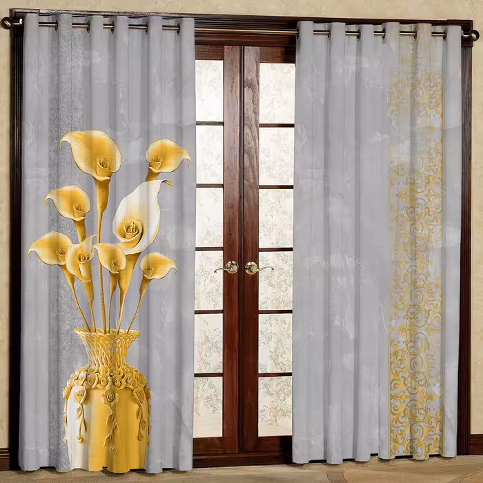 پرده مدل گلدون هازان پانچی کد 4484a سایز 140x200 سانتی متر