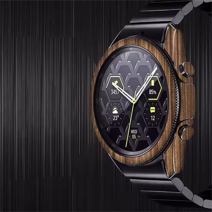 برچسب ماهوت طرح Light Walnut Wood مناسب برای ساعت هوشمند سامسونگ Galaxy Watch3 45mm