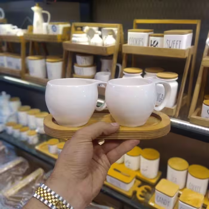 فنجان جفتی زیر چوب 