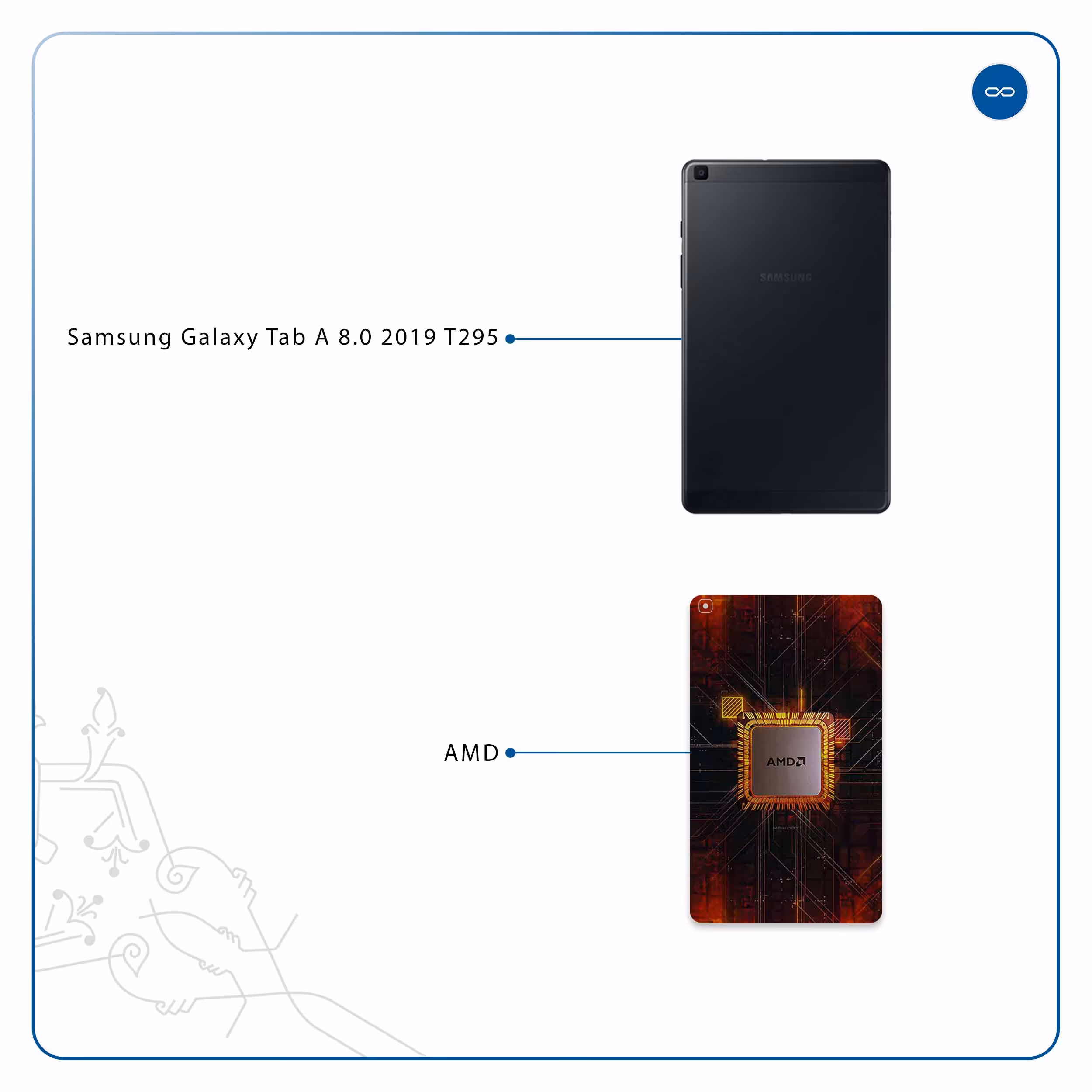 برچسب پوششی ماهوت مدل AMD Brand مناسب برای تبلت سامسونگ Galaxy Tab A 8.0 2019 T295