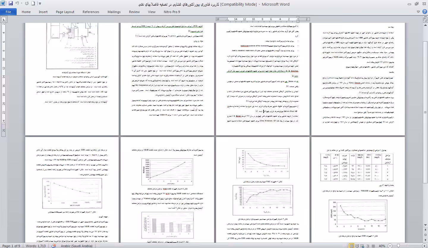 فایل كاربرد فناوري بيوراكتورهاي غشايي در تصفيه فاضلابهاي نفتي