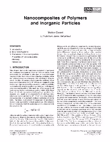 خرید و دانلود نسخه کامل کتاب Nanocomposites of Polymers and Inorganic Particles - PDF