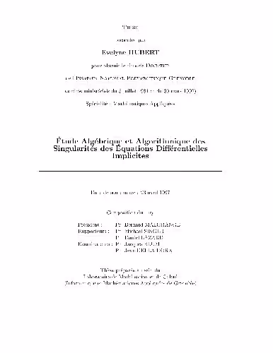 خرید و دانلود نسخه کامل کتاب Etude algebrique et algorithmique des singularites des equations differentielles implicites