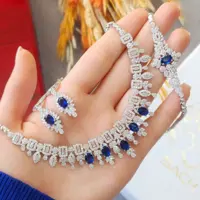 سرویس جواهری لوکس نقره با عیار 925 و نگین های رنگی و روکش طلا