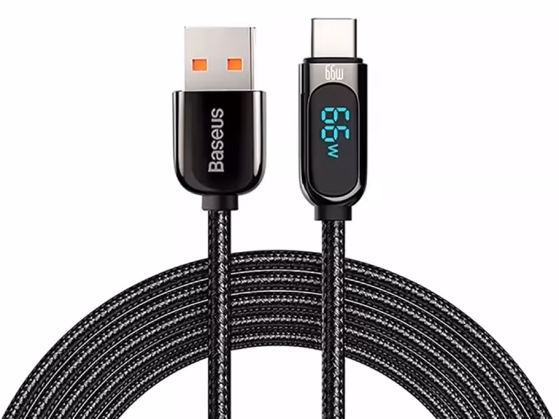 کابل تایپ سی بیسوس مدل Digital Display Fast Charging Data Cable 66W CASX020101 به طول 2 متر