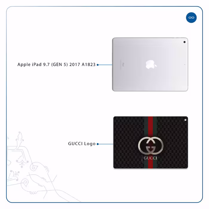 برچسب پوششی ماهوت مدل GUCCI-Logo مناسب برای تبلت اپل iPad 9.7 (GEN 5) 2017 A1823