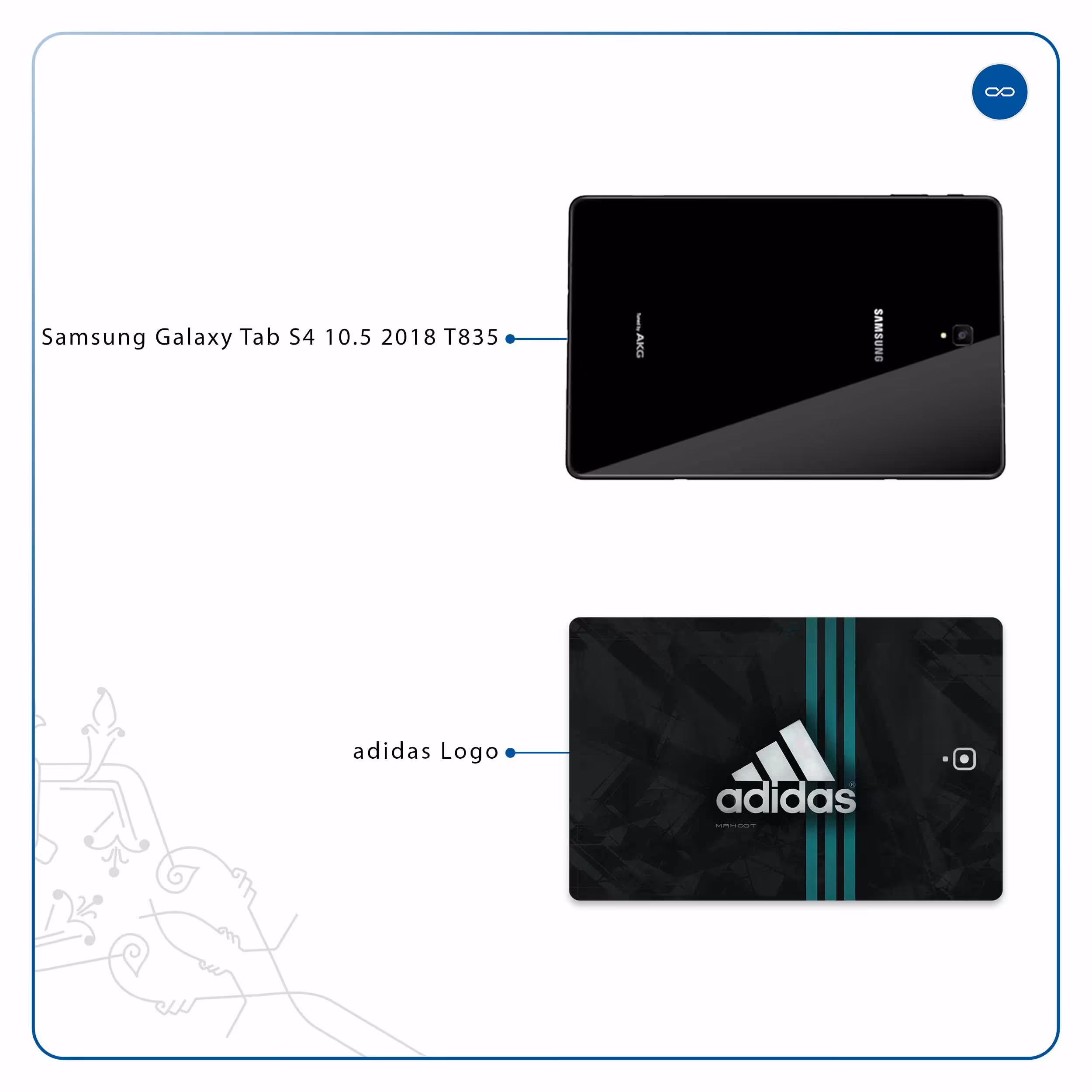 برچسب پوششی ماهوت مدل adidas-Logo مناسب برای تبلت سامسونگ Galaxy Tab S4 10.5 2018 T835