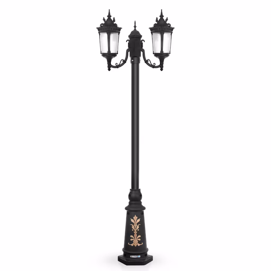 چراغ حیاطی ایستاده دو شاخه شب تاب مدل پاسارگاد کد SH-106620110