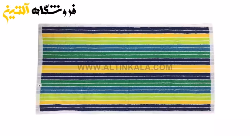 حوله حمامی برق لامع طرح کوبیسم مینیاتور سبز سایز 100×165