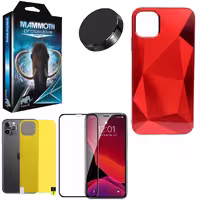 کاور ماموت مدل D-I-A-M-O-N-D مناسب برای گوشی موبایل اپل Iphone 11 Pro به همراه محافظ صفحه نمایش و محافظ پشت گوشی و پایه نگهدارنده گوشی