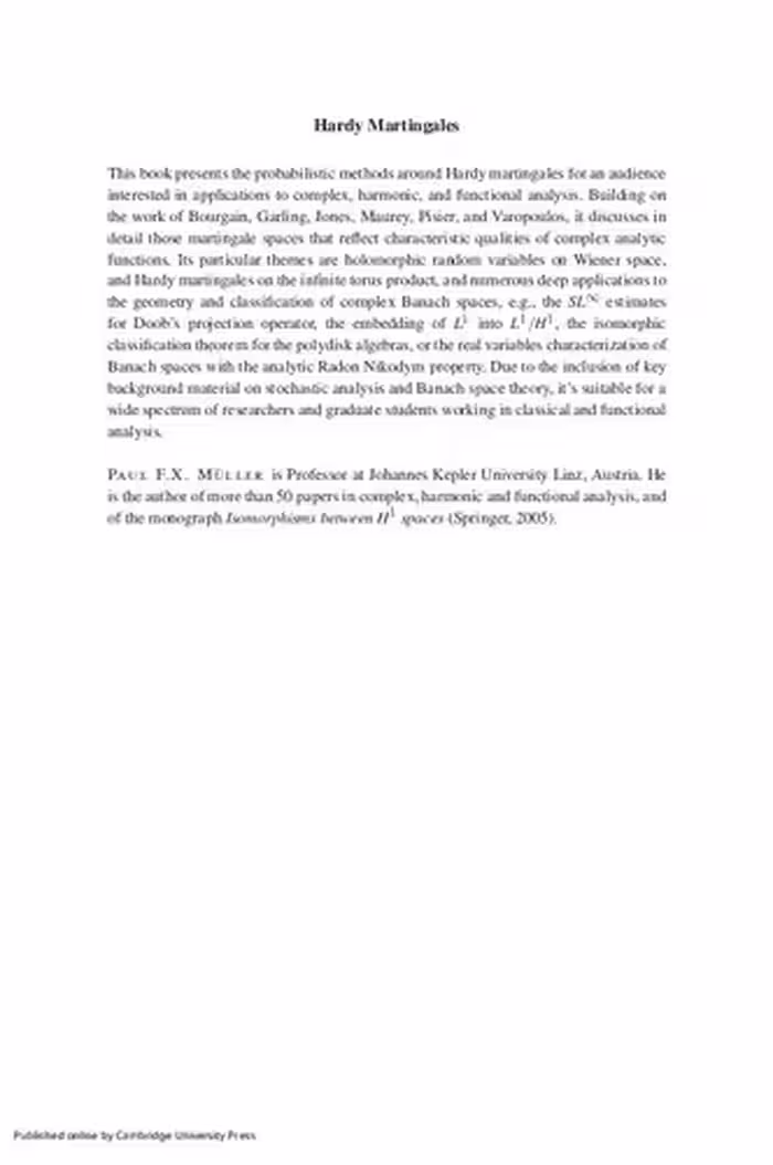 خرید و دانلود نسخه کامل کتاب Hardy Martingales: Stochastic Holomorphy, L^1-Embeddings, and Isomorphic Invariants