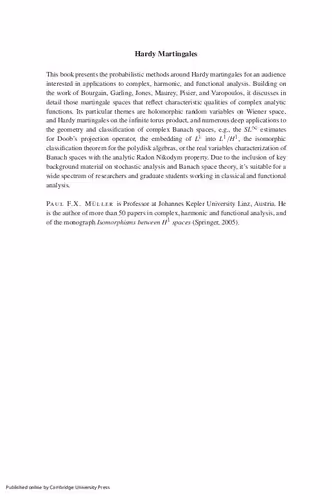 خرید و دانلود نسخه کامل کتاب Hardy Martingales: Stochastic Holomorphy, L^1-Embeddings, and Isomorphic Invariants