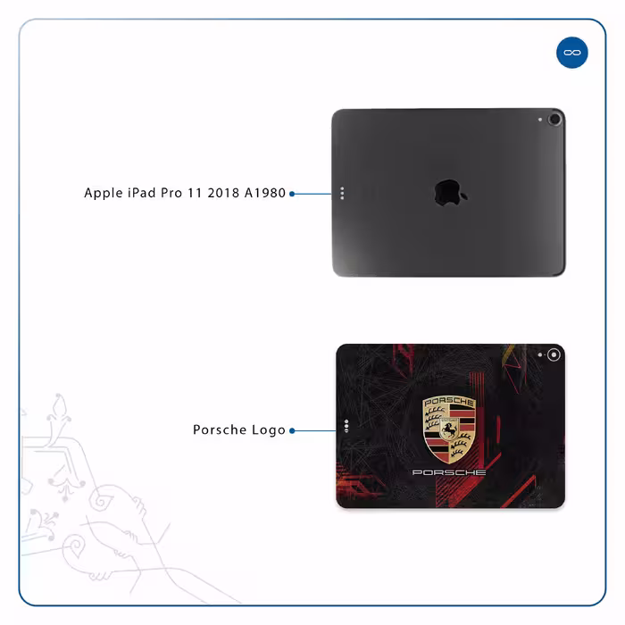 برچسب پوششی ماهوت مدل Porsche-Logo مناسب برای تبلت اپل iPad Pro 11 2018 A1980