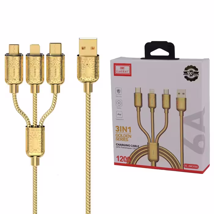 کابل 3 سر فست شارژ Earldom EC-IMC030 6A 1.2m