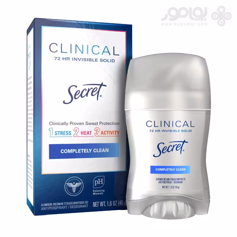 دئودورانت صابونی سکرت کلینیکال مدل COMPLETELY CLEAN وزن 45 گرم