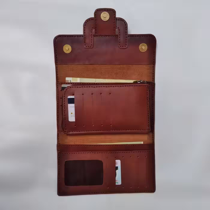 کیف پول چرمی دست دوز کد 0020