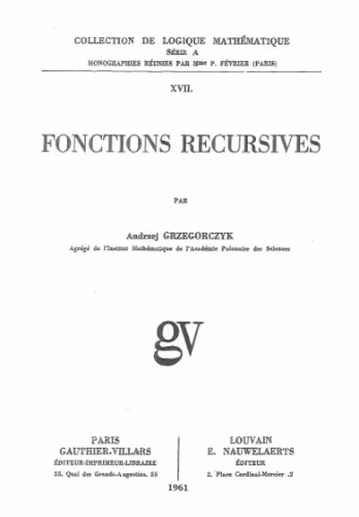 خرید و دانلود نسخه کامل کتاب Fonctions récursives