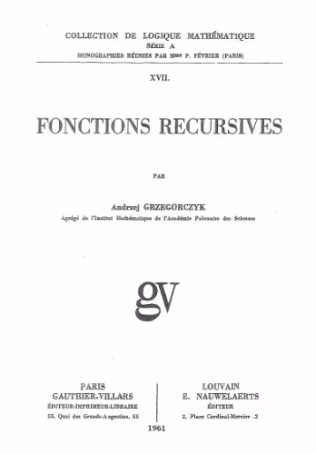 خرید و دانلود نسخه کامل کتاب Fonctions récursives