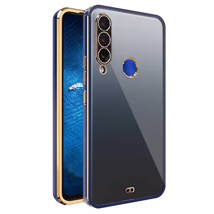 قاب اورجینال الکتروپلیتینگ Samsung Galaxy A20S مدل دور طلایی پشت شفاف