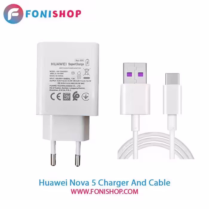 کابل و شارژر سوپر فست شارژ اصلی هواوی Huawei Nova 5