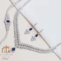 سرویس یاقوت جواهری نقره925 اصل روکش اب طلای18 عیار همراه باضمانت و فاکتورمعتبر
