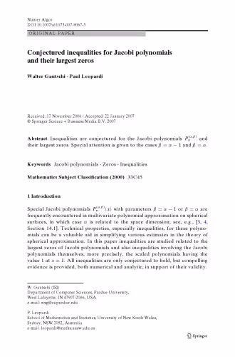 خرید و دانلود نسخه کامل کتاب Conjectured inequalities for Jacobi polynomials and their largest zeros
