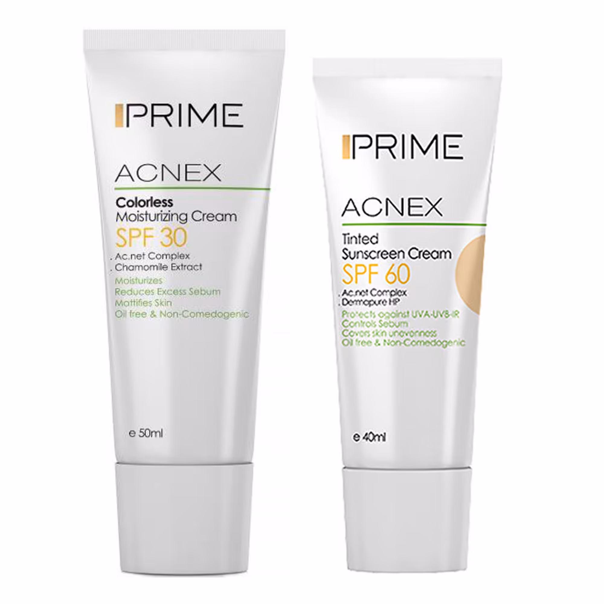 کرم ضدآفتاب پریم مدل ACNEX حجم 50 میلی لیتر به همراه کرم ضدآفتاب حجم 40 میلی لیتر