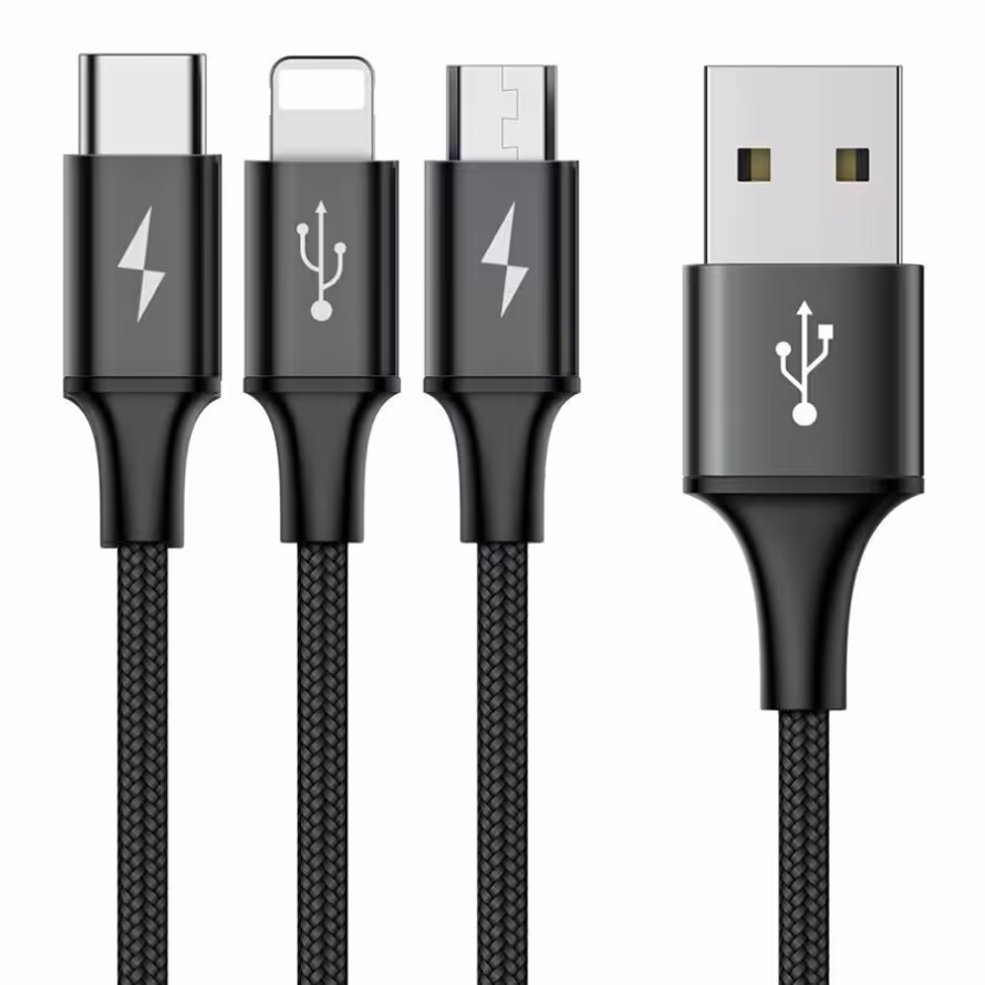 کابل تبدیل 1.2 متری USB به Lightning - Micro USB - Type-C  بیسوس CAMLT-SU01