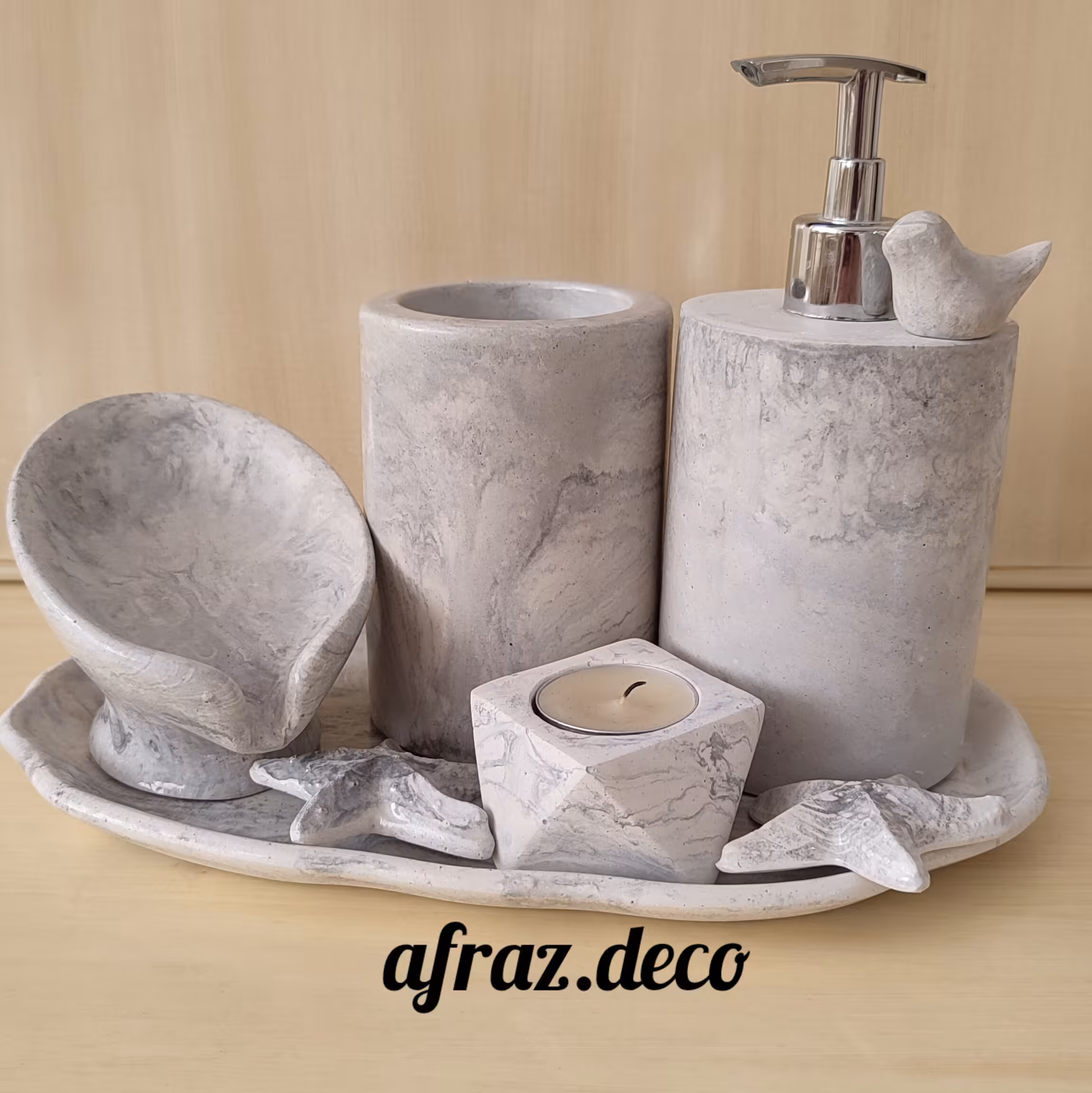 ست سرویس بهداشتی گرد رگه دار طوسی سفید