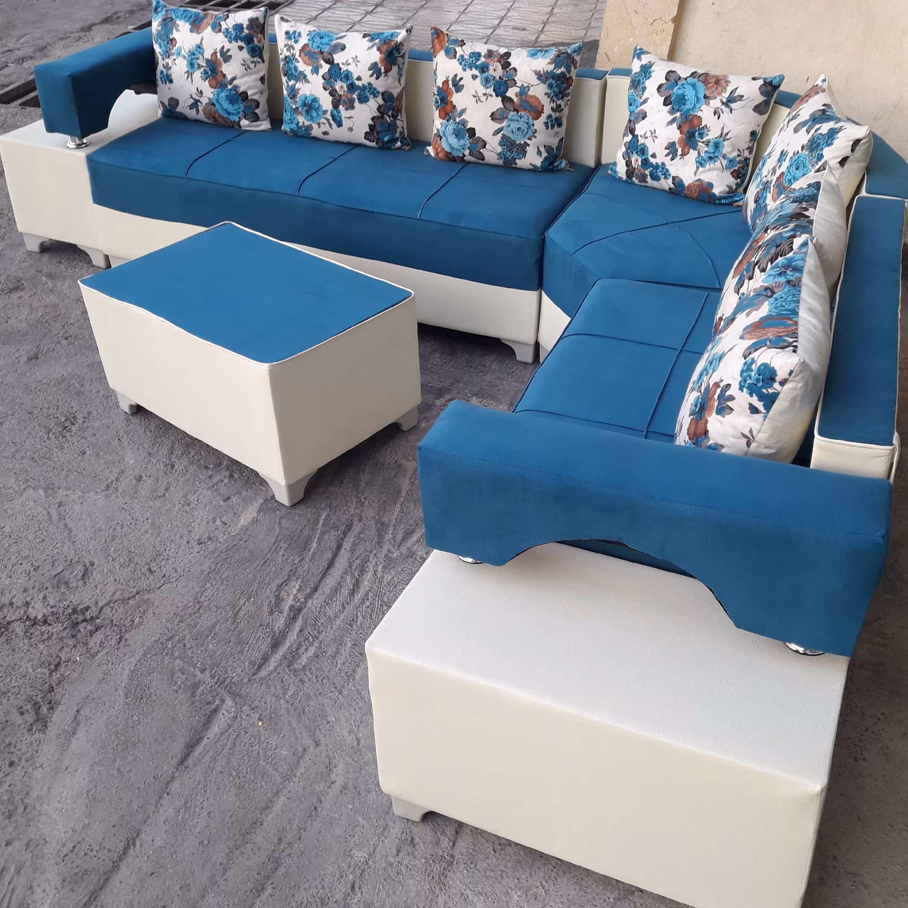 مبلمان راحتی در رنگ بندی مدل ال راحتی دوبل