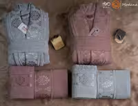 حوله ست دو نفره مودنا رنگ نقرابی و کالباسی