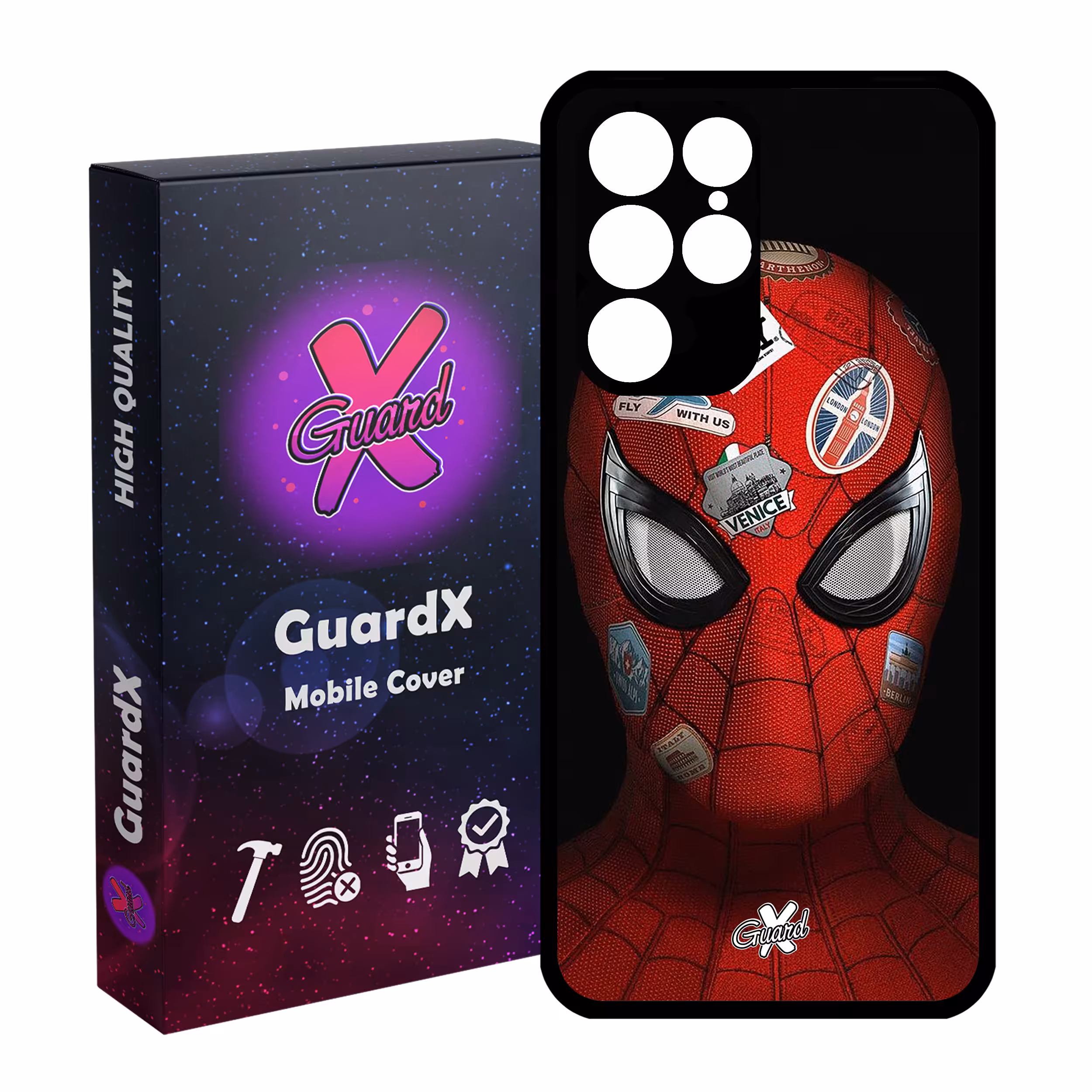 کاور گارد ایکس طرح Spider Man مدل Glass10033 مناسب برای گوشی موبایل سامسونگ Galaxy S22 Ultra