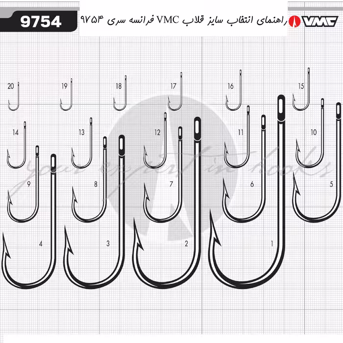 قلاب ماهیگیری وی ام سی کد 9754 سایز TI 13 بسته 10 عددی